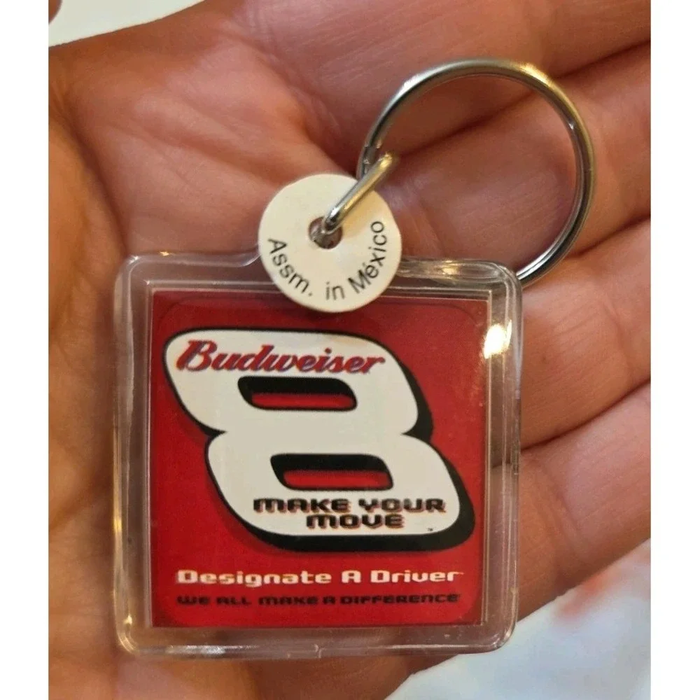 DALE EARNHARDT JR BUDWEISER BUD BEER NASCAR WINSTON CUP KEY CHAIN PHOTO KEYCHAIN